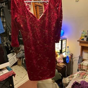 Crystal Doll Red lace Dress , Open Back and Sexy